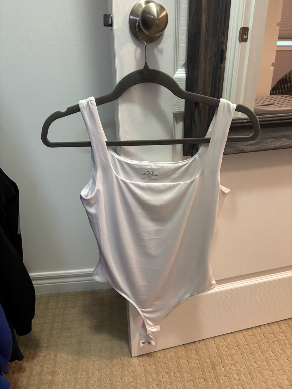 White Scoop Neck Bodysuit Tank Top